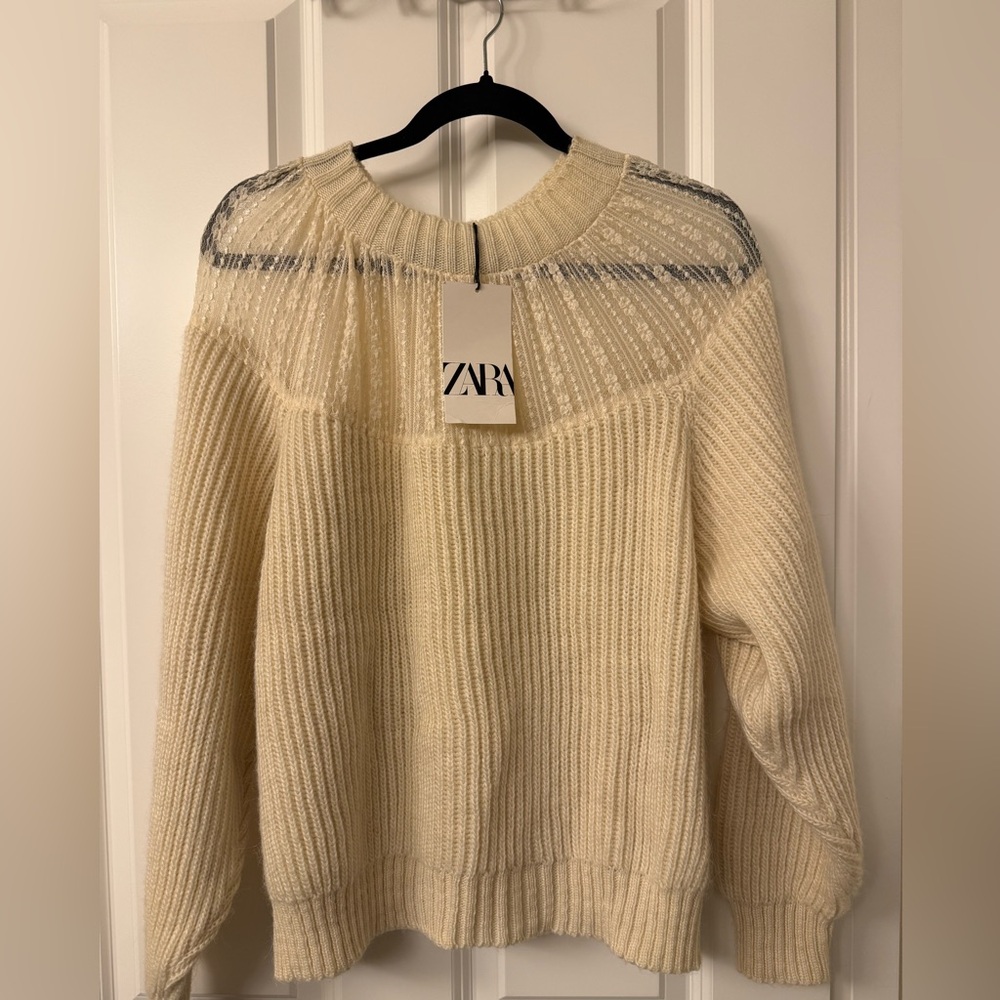 Zara Women's Cream Knit Sweater